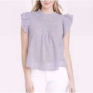 UNIVERSAL THREAD Eyelet Blouse w/ Ruffle Short Sleeves